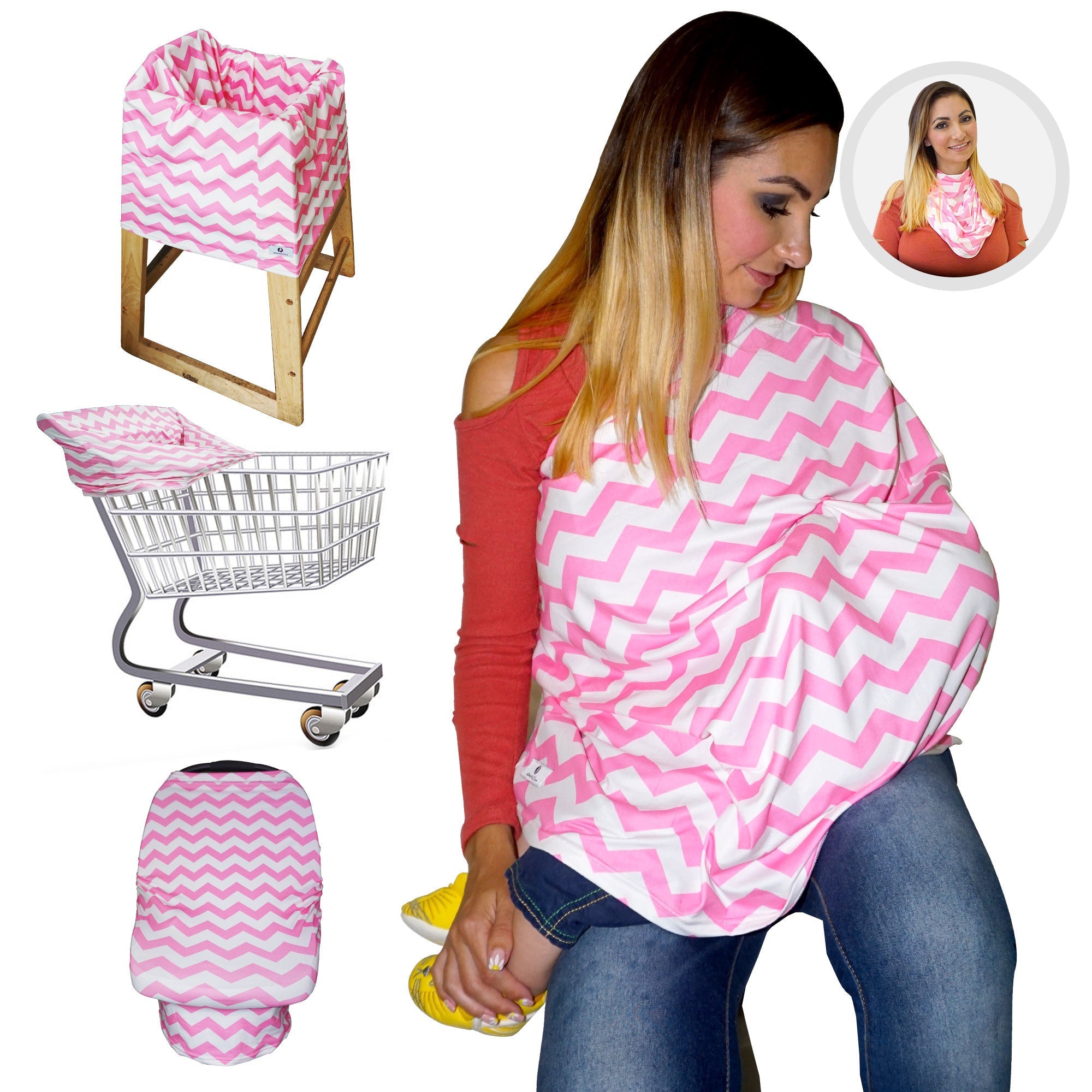 4 in 1 Multi Use Nursing Cover, Breastfeeding Cover, Car Seat Cover for Baby, 1 Pack
