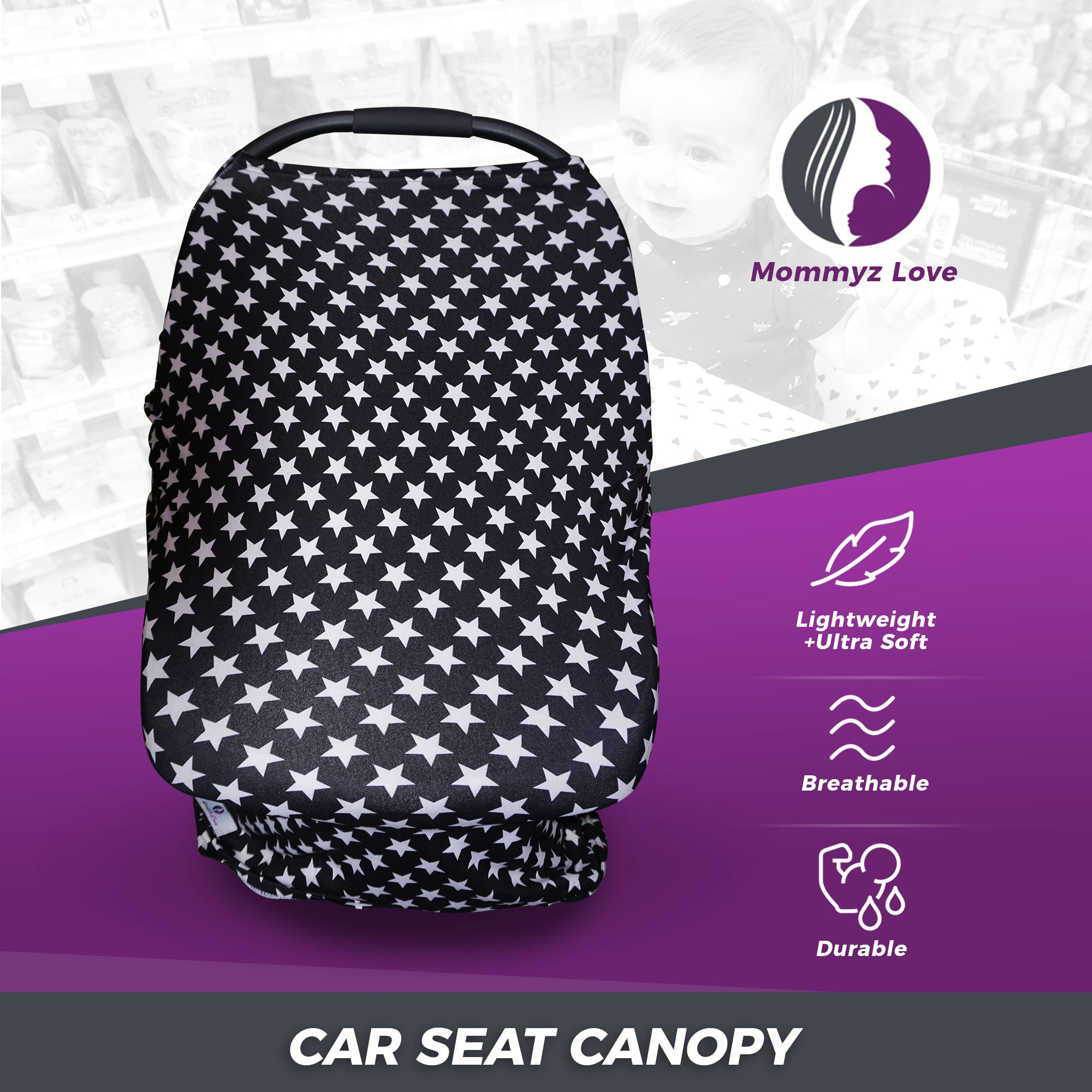 4 in 1 Multi Use Nursing Cover, Breastfeeding Cover, Car Seat Cover for Baby, 1 Pack