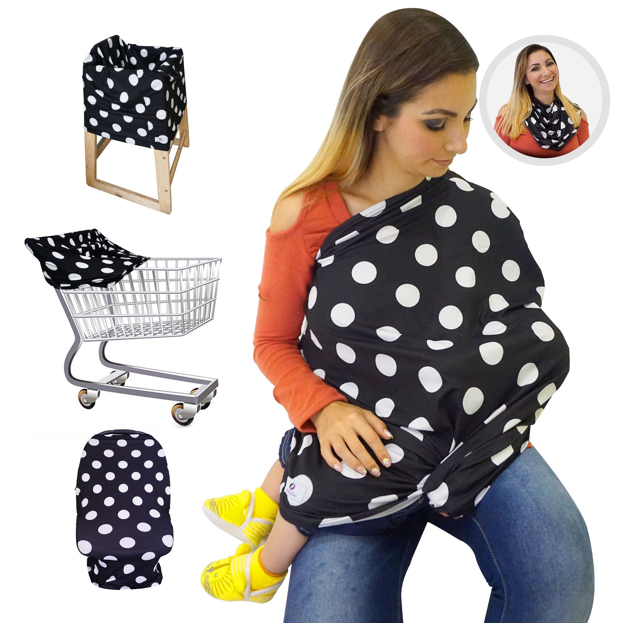 4 in 1 Multi Use Nursing Cover, Breastfeeding Cover, Car Seat Cover for Baby, 1 Pack
