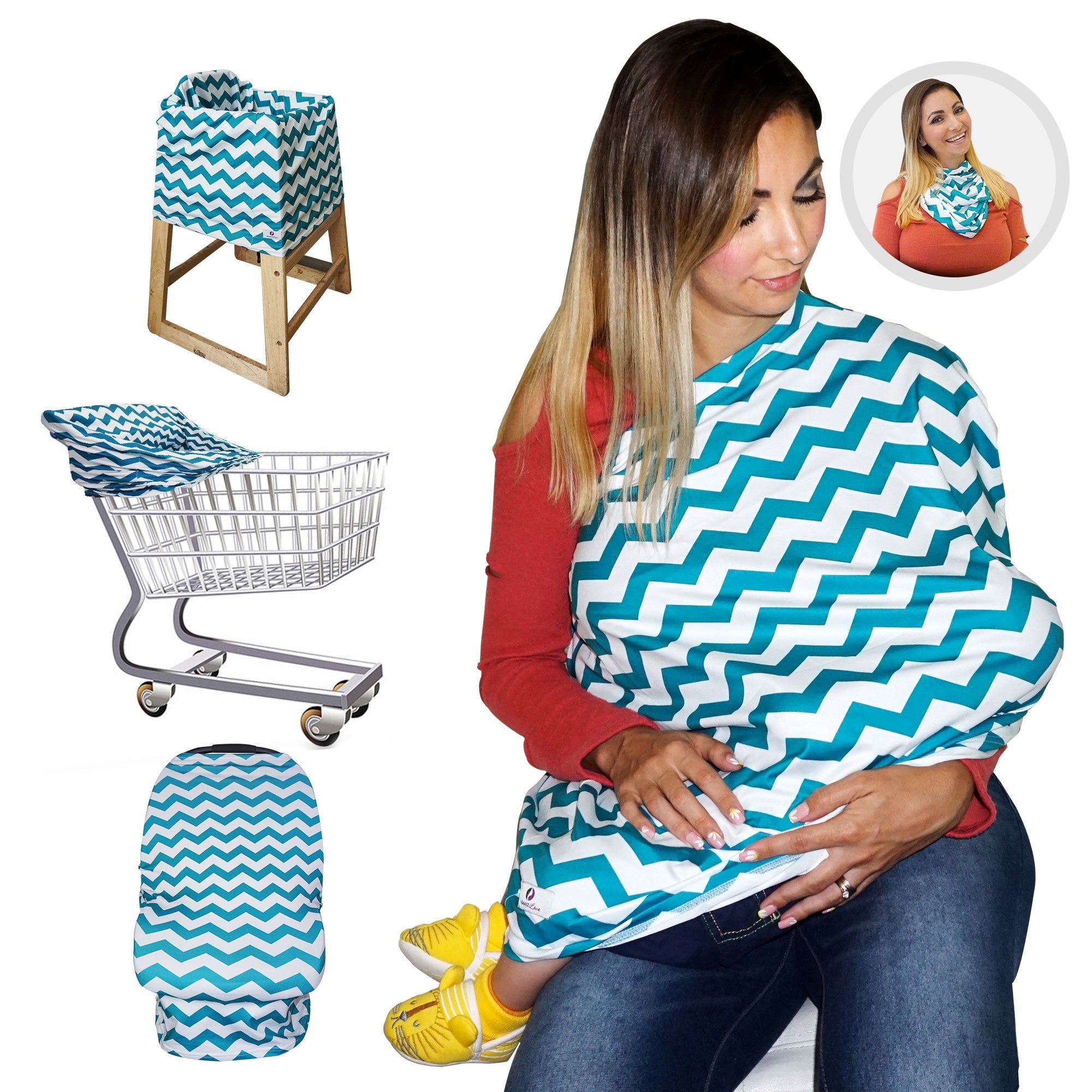 4 in 1 Multi Use Nursing Cover, Breastfeeding Cover, Car Seat Cover for Baby, 1 Pack
