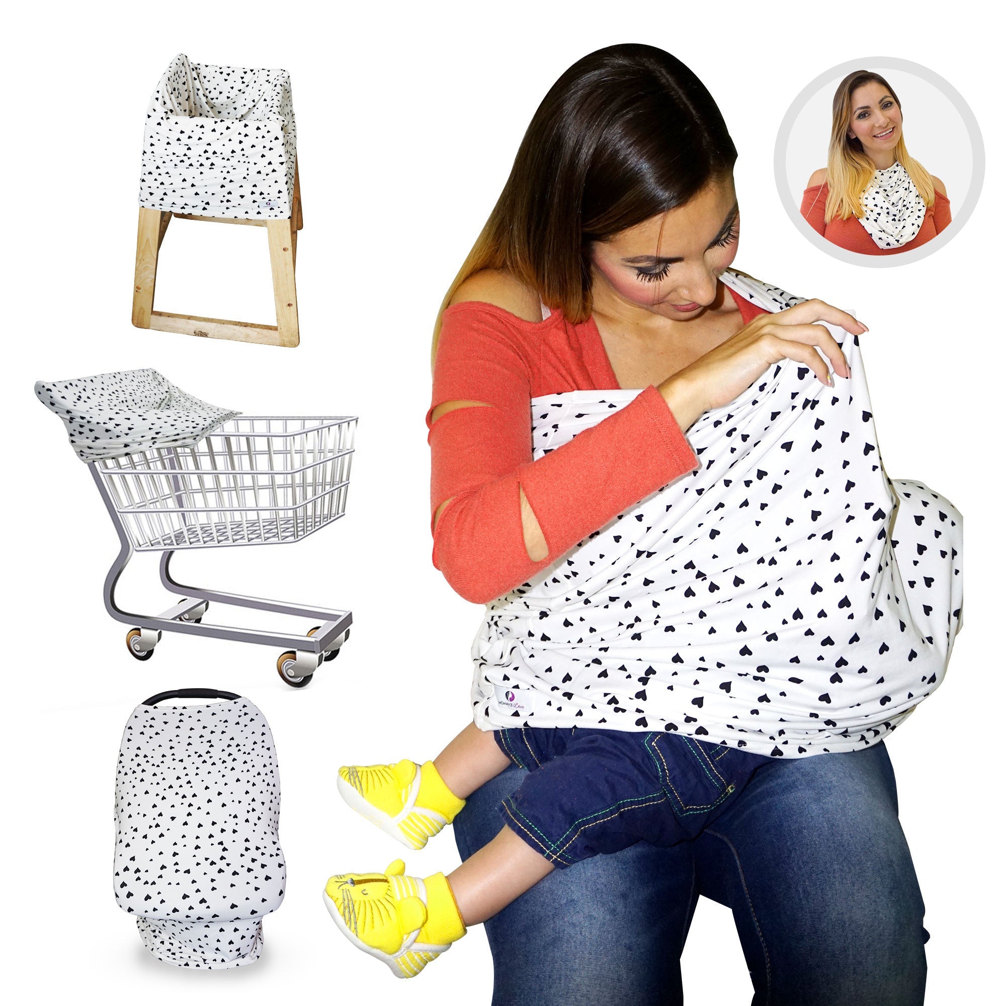 4 in 1 Multi Use Nursing Cover, Breastfeeding Cover, Car Seat Cover for Baby, 1 Pack