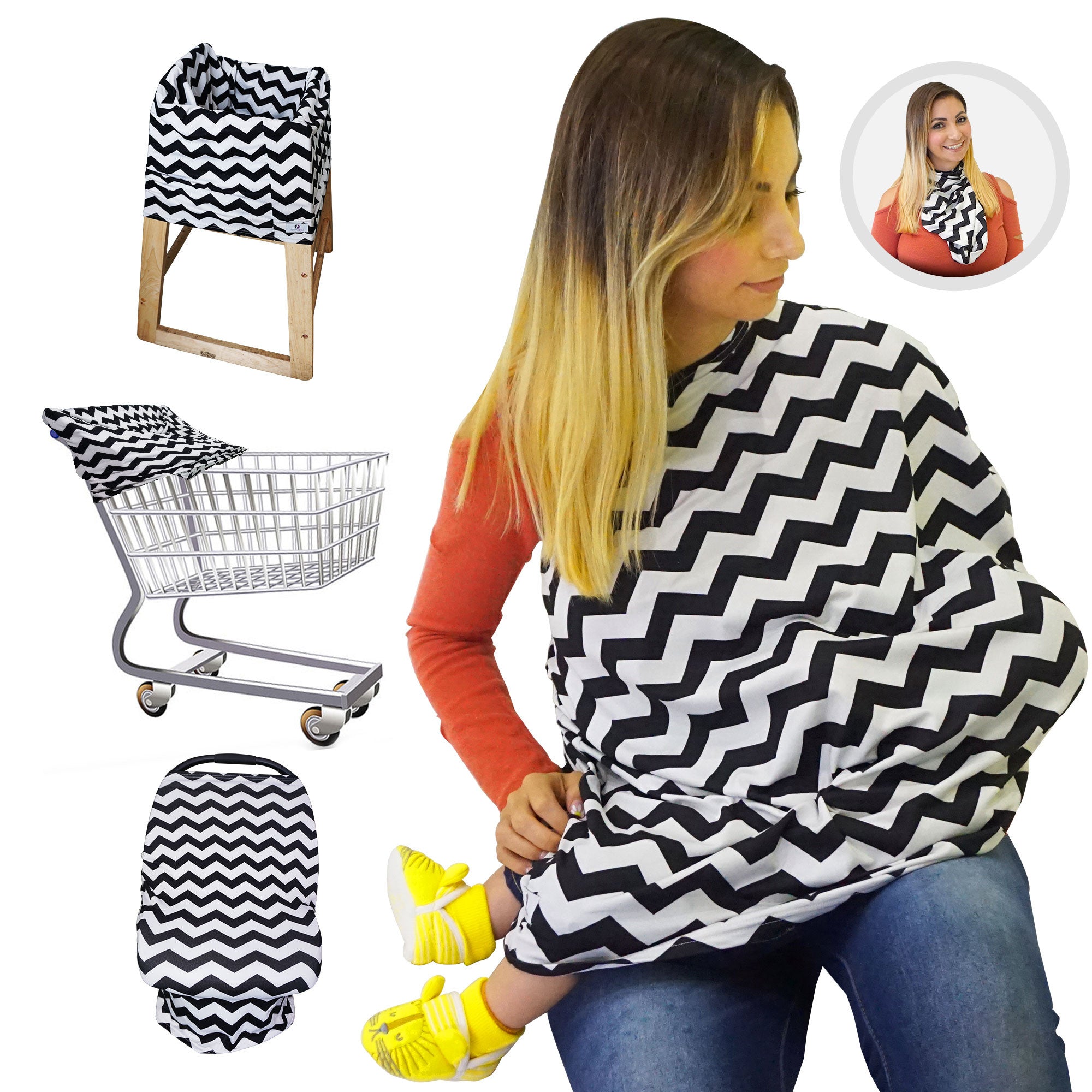 4 in 1 Multi Use Nursing Cover, Breastfeeding Cover, Car Seat Cover for Baby, 1 Pack