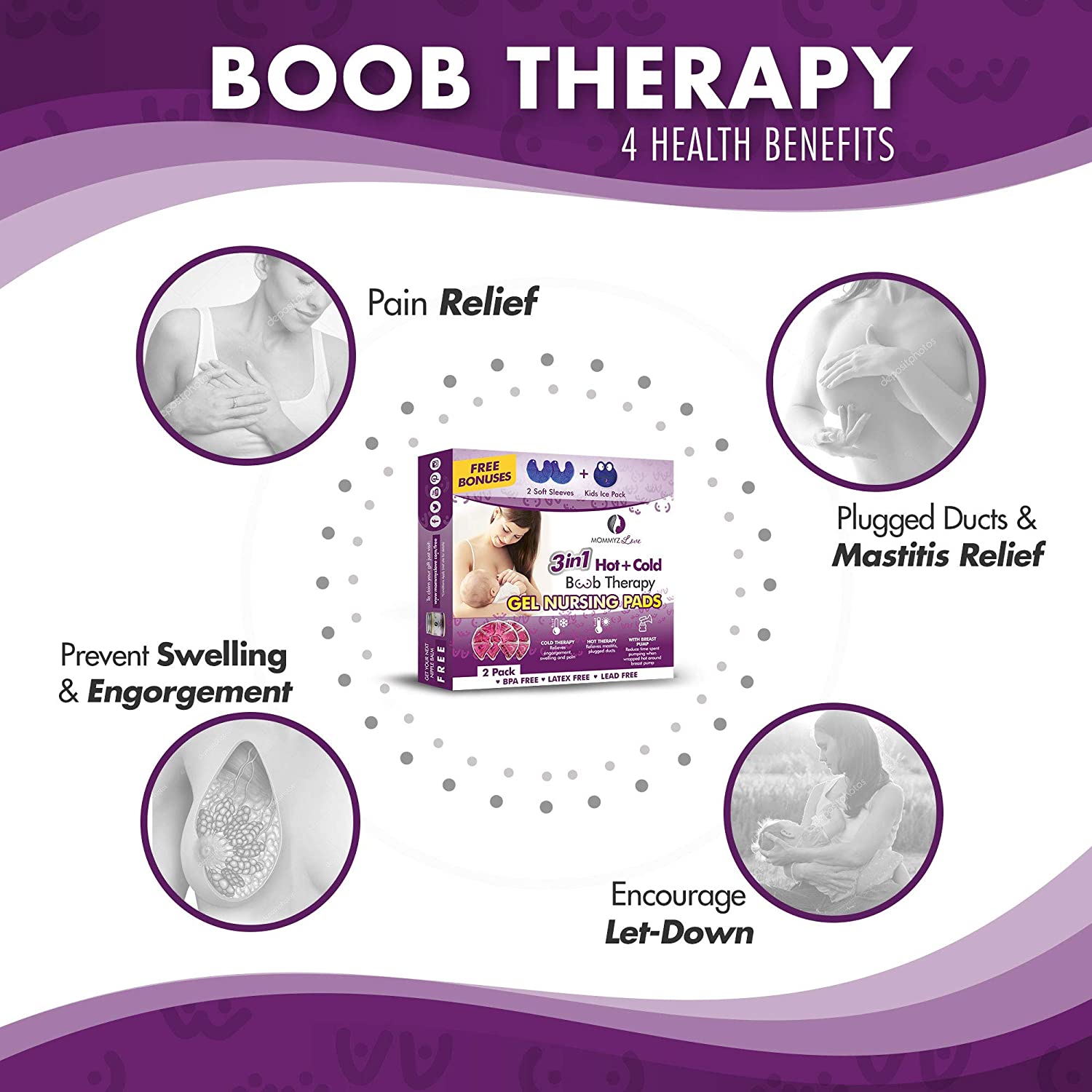 Breast Therapy Gel Nursing Pads For Breastfeeding + Kids Ice Pack