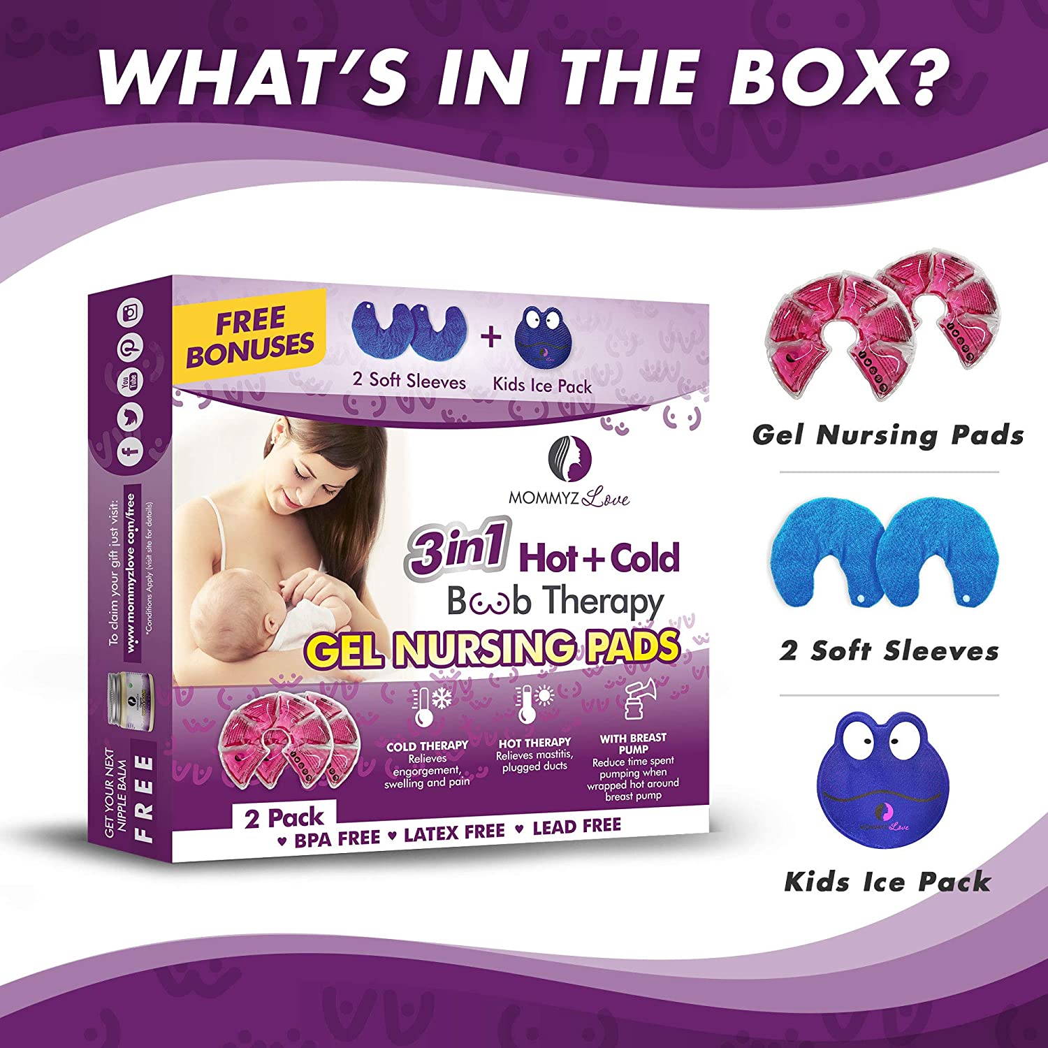 Breast Therapy Gel Nursing Pads For Breastfeeding + Kids Ice Pack