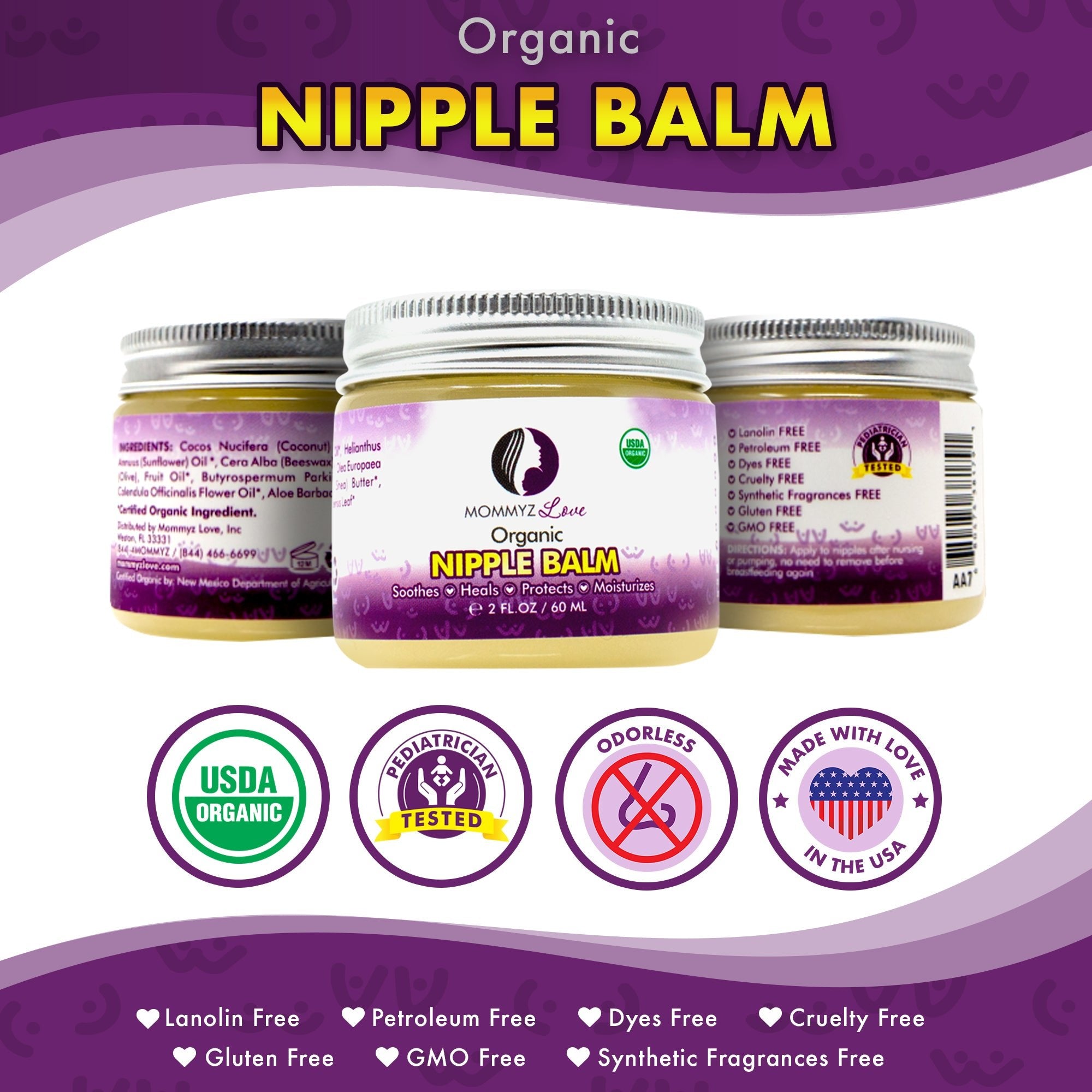 Breastfeeding Nipple Cream to Relieve Sore - Dry and Cracked Nipples, 2oz, 1 Jar