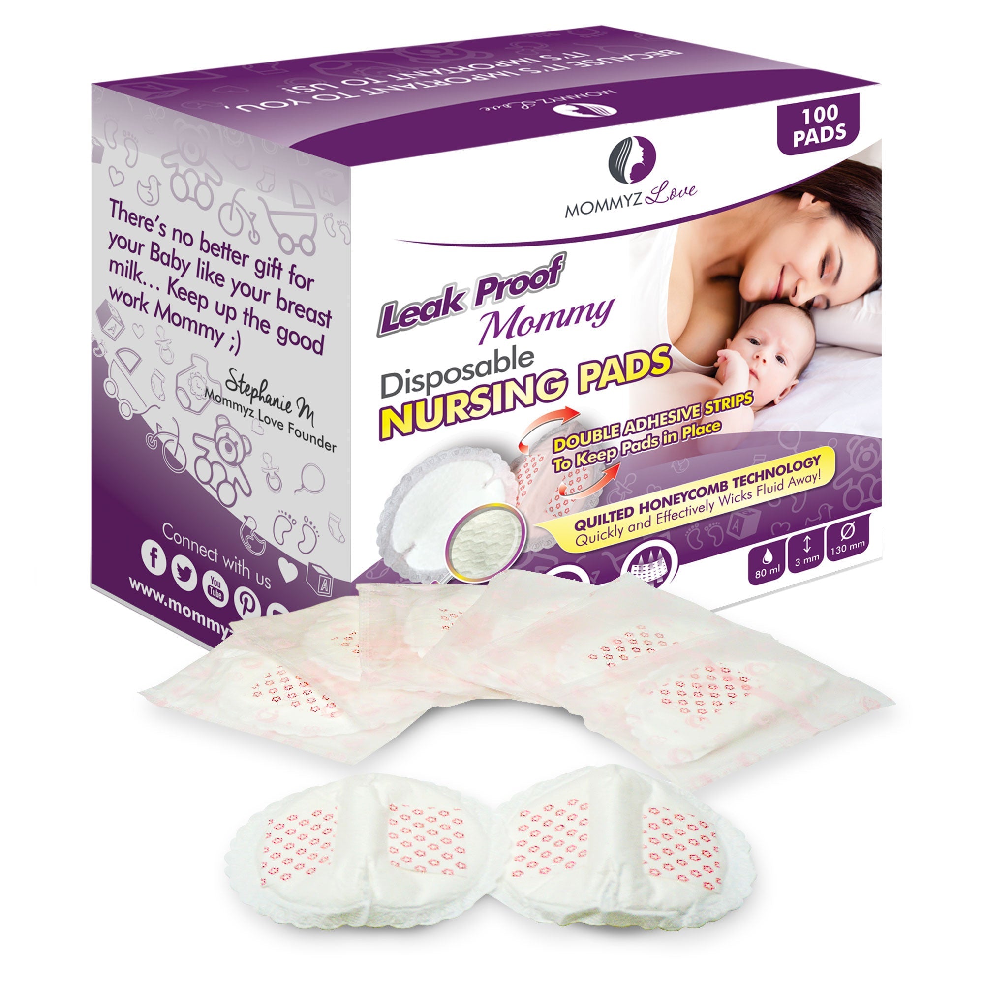Disposable Nursing Pads: Super Soft - Extra Absorbent, wrapped with 5 Layers for extra Day and Night Protection (100 Pack)
