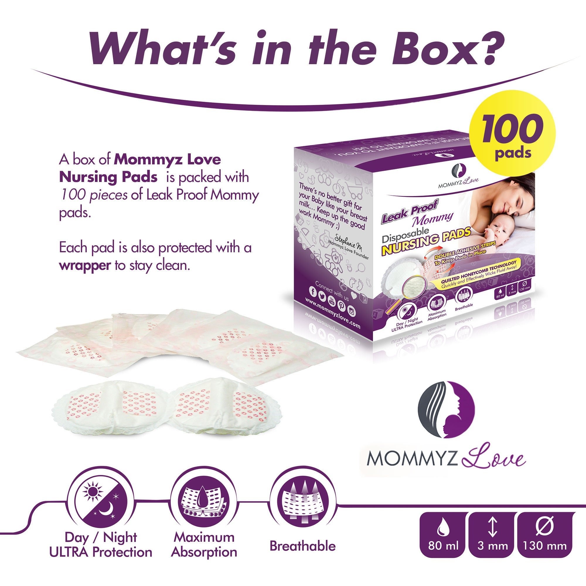 Disposable Nursing Pads: Super Soft - Extra Absorbent, wrapped with 5 Layers for extra Day and Night Protection (100 Pack)
