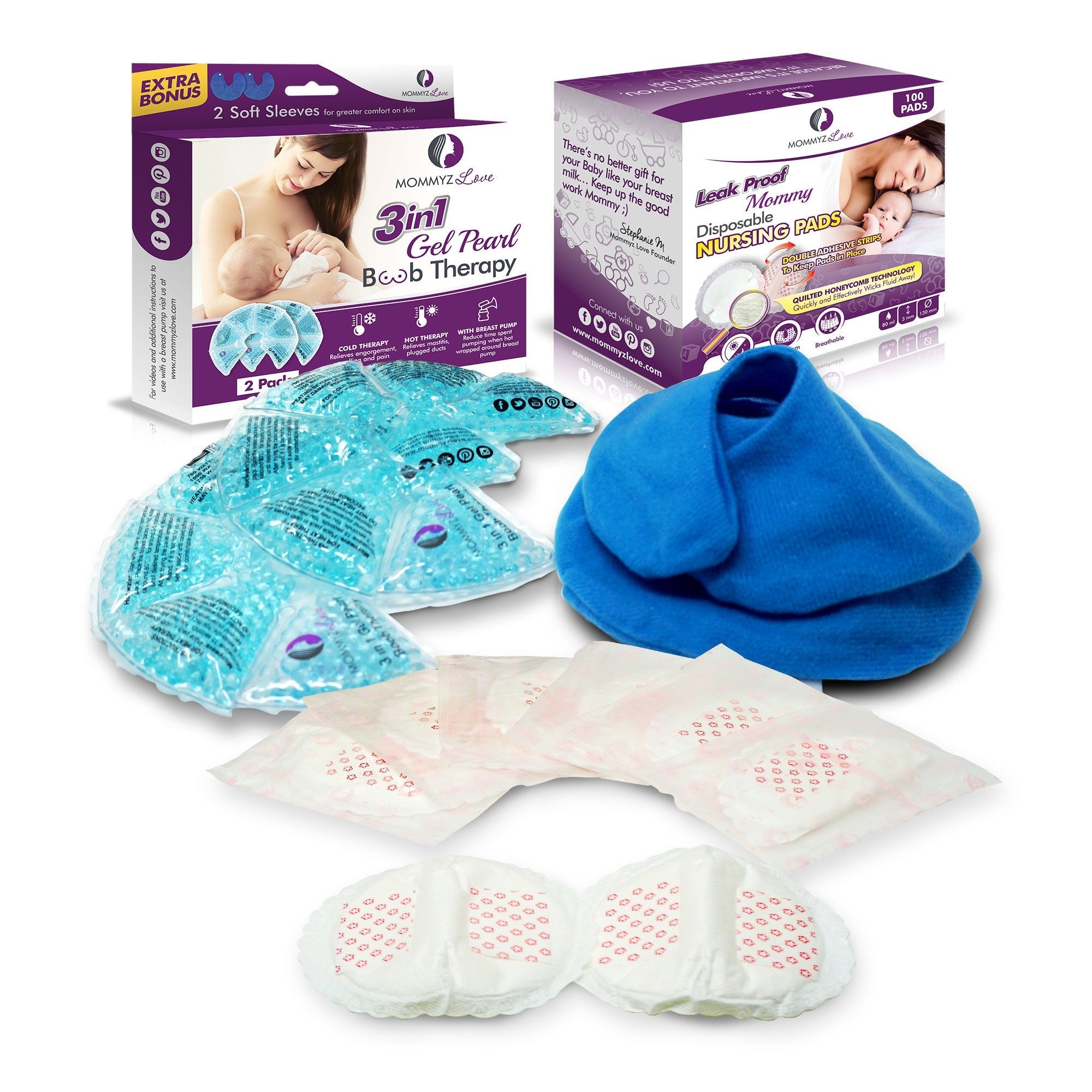 Gel Nursing Pads For Hot And Cold Breast Therapy + Disposable Ultra Thin Extra Absorbent Nursing Pads