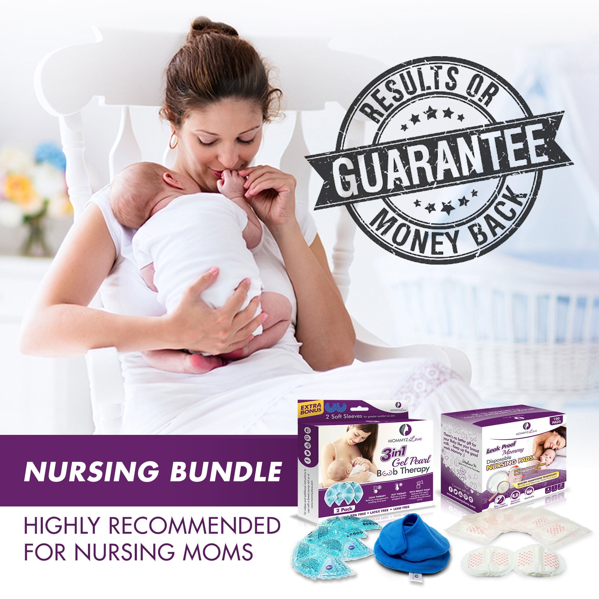 Gel Nursing Pads For Hot And Cold Breast Therapy + Disposable Ultra Thin Extra Absorbent Nursing Pads