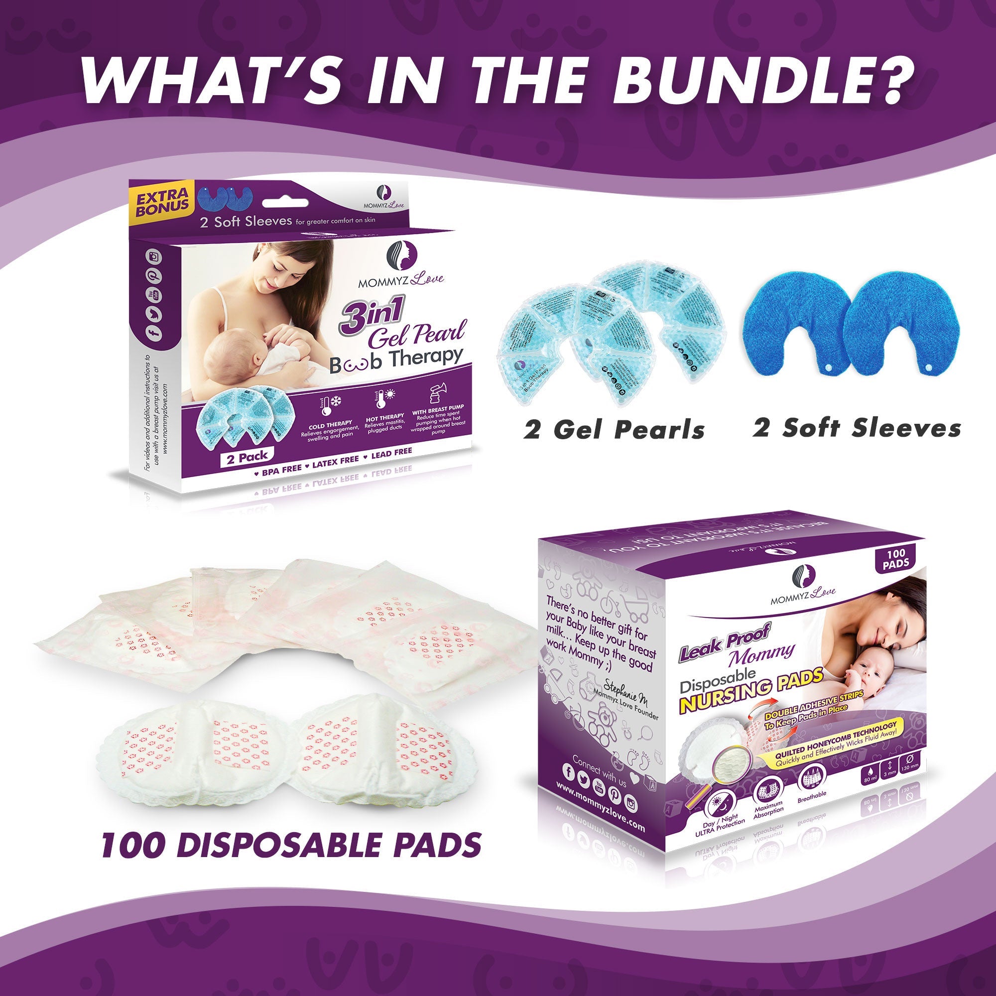 Gel Nursing Pads For Hot And Cold Breast Therapy + Disposable Ultra Thin Extra Absorbent Nursing Pads