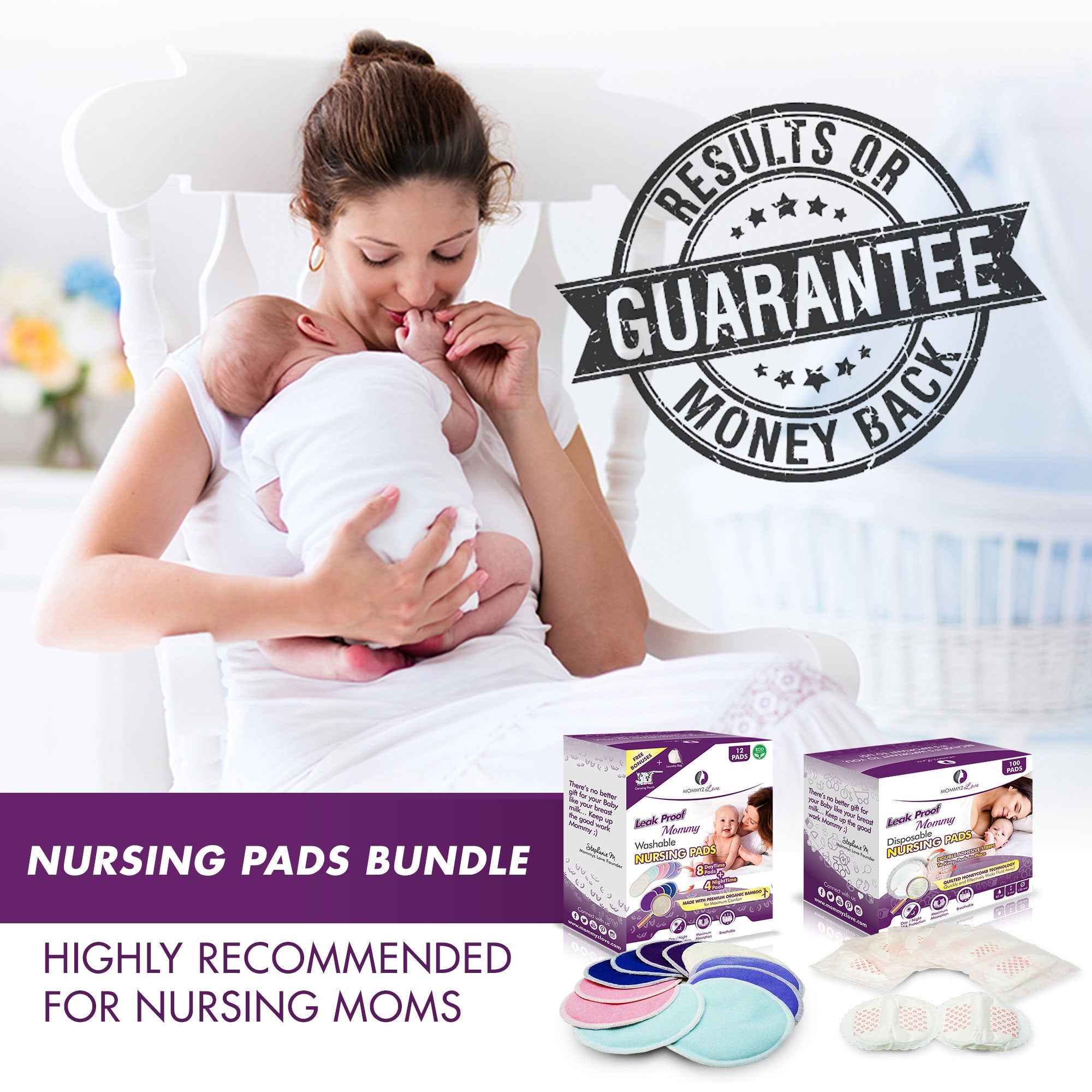 Leak Proof Bundle: Washable & Disposable Nursing Pads Kit for every situation, whether at home or on the go
