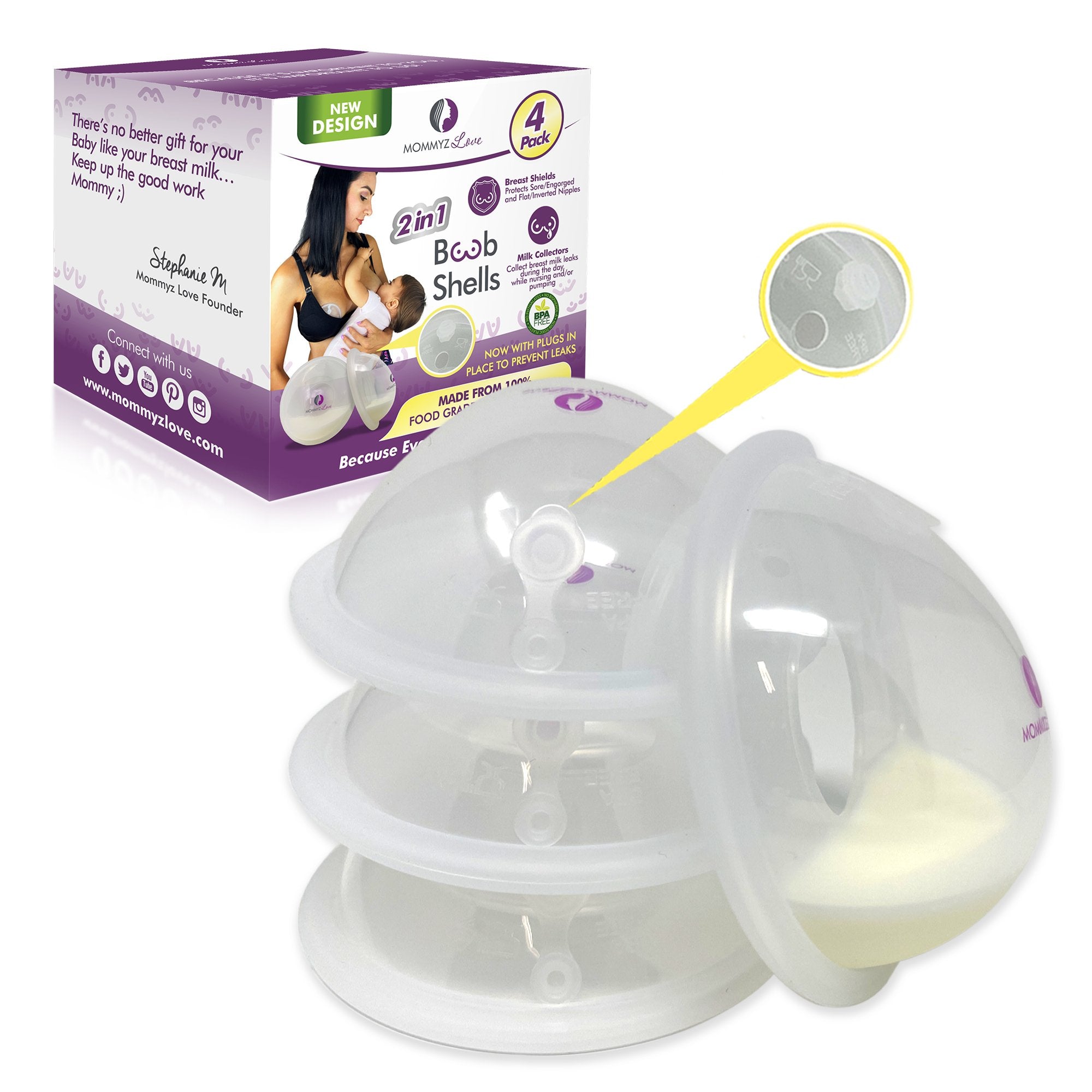 Breast Shell & Milk Catcher with Plugs for Breastfeeding Relief